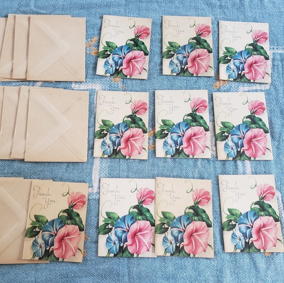 Vintage Floral Thank You Cards Set of 10 - Picture 2 of 8